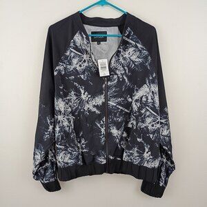 Torrid LoveSick Black White Tropical Palm Print Bomber Jacket Size 2 3X NWT